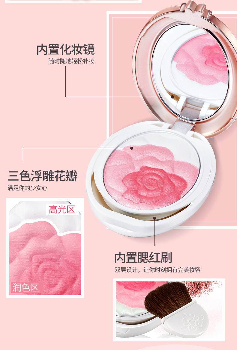 Qiao Di Shang Hui Die Love Red Chính hãng Sửa chữa Trang điểm màu nude Long Lasting Không thấm nước Petal Ro rang Powder với điểm nhấn - Blush / Cochineal má hồng mac peaches