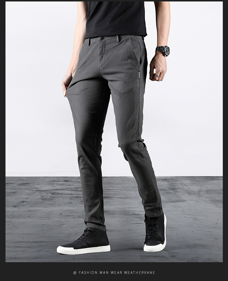 Quần dài nam thu đông và thể thao mùa đông quần âu cao bé trai co giãn nhỏ thẳng Slim 120cm shop quần áo nam