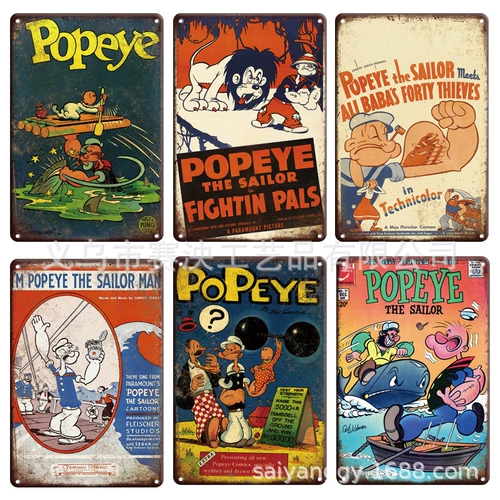 Мультяшный ретро моряк Попай, настенный художественный декор для гостиной