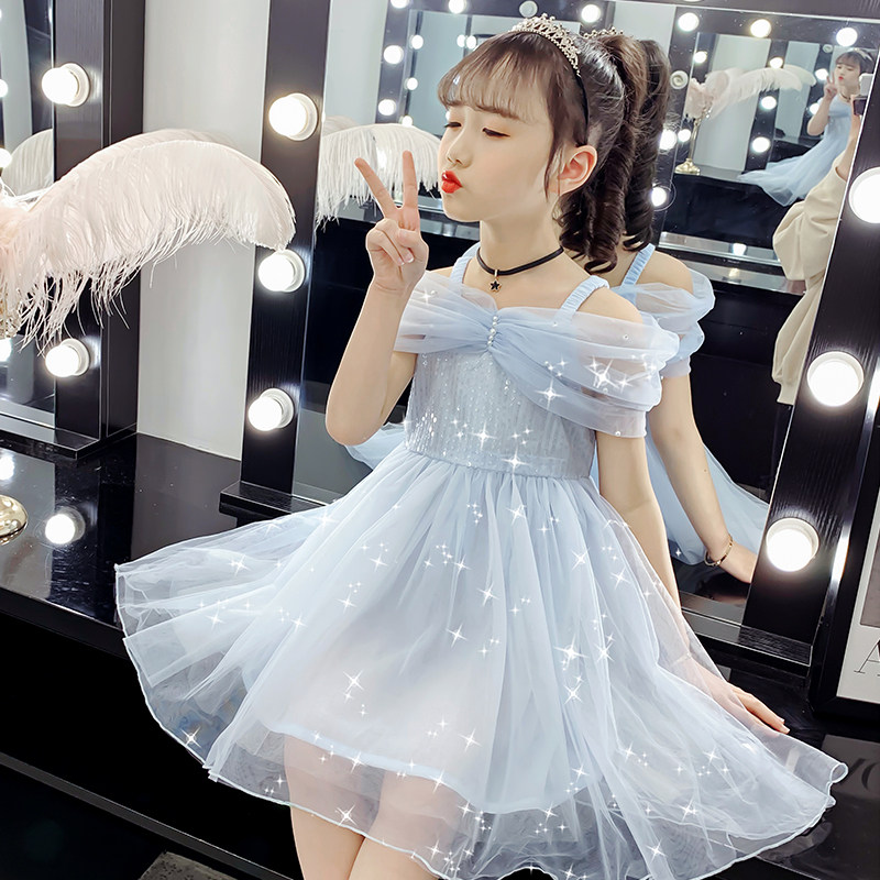 Girl Foreign Dress Summer Dress 2022 New Children Suit Summer Foreign Pie Princess Nepotism Dress Korean version Love Sher dress