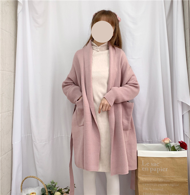Qianzhi Knitted Thickened Winter Retro Lapel Sweater Jacket Qianzhi Knitted Thickened Winter Retro Lapel Sweater Jacket