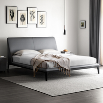 Yinest Italian leather bed modern simple light luxury double bed master bedroom minimalist 1 8 meters 1 5 first layer cowhide wedding bed