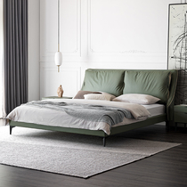 Italian leather double modern minimalist minimalist master bedroom light luxury Nordic small ruan bao chuang 1 8 meters