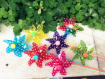 Mini small windmill tourist attraction park hot sale cute wave dot hexagonal small windmill