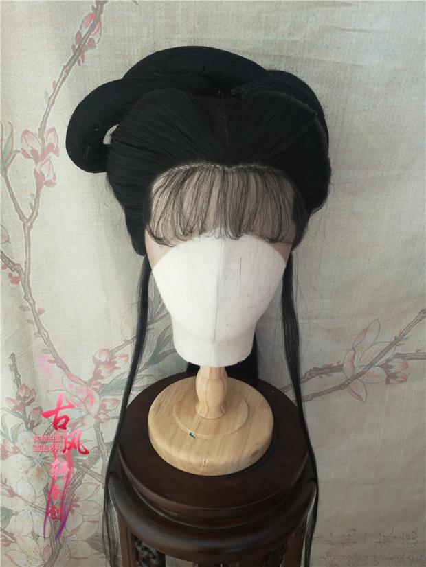 Ancient Wind Xuanxuan Costume Opera Flowers Denier Air Liuhai Wig Drama Performance Former Lace Hand Hook Yellow Plum Opera