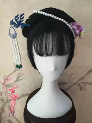 Gufuxuan wig 87 version of the Dream of Red Mansions wig Small drama bone Xue Baochai wig Hair accessories Hair headdress earrings