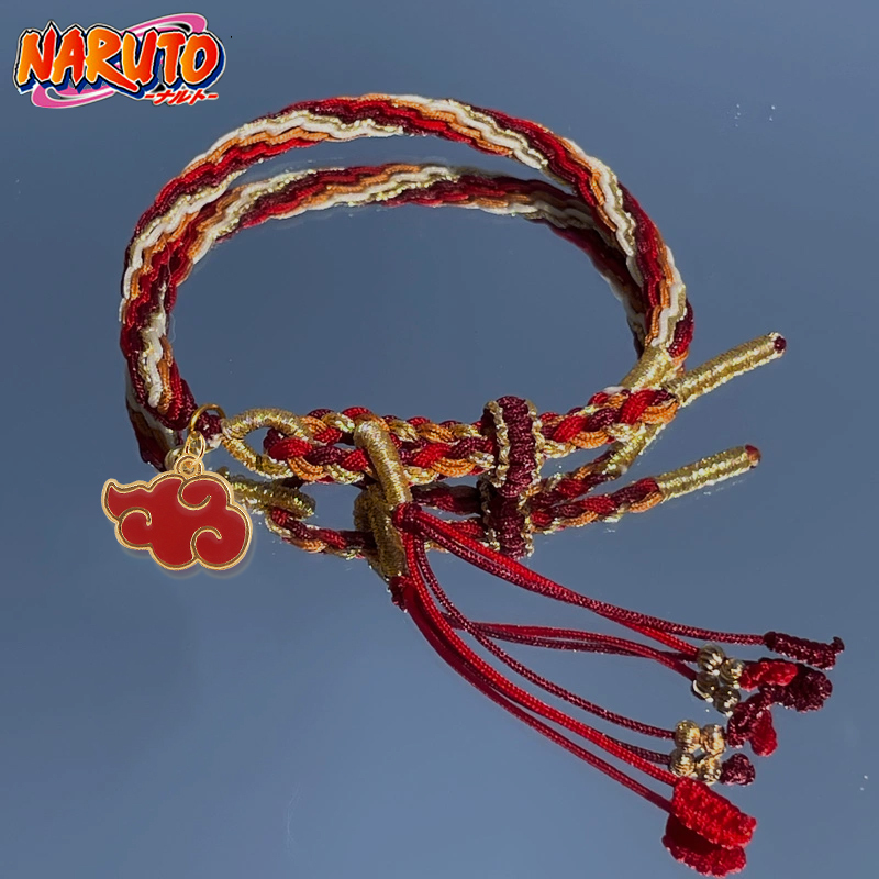 Anime Naruto Fan Bracelet Jewelry Uchiha Wood Leaf Writing Wheel Eye Bracelet Braided Birthday Gift for Boys
