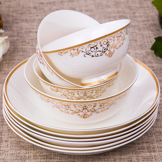 Dishes suit household combination of European jingdezhen ipads porcelain tableware Dishes chopsticks Chinese ceramic bowl Dishes for dinner