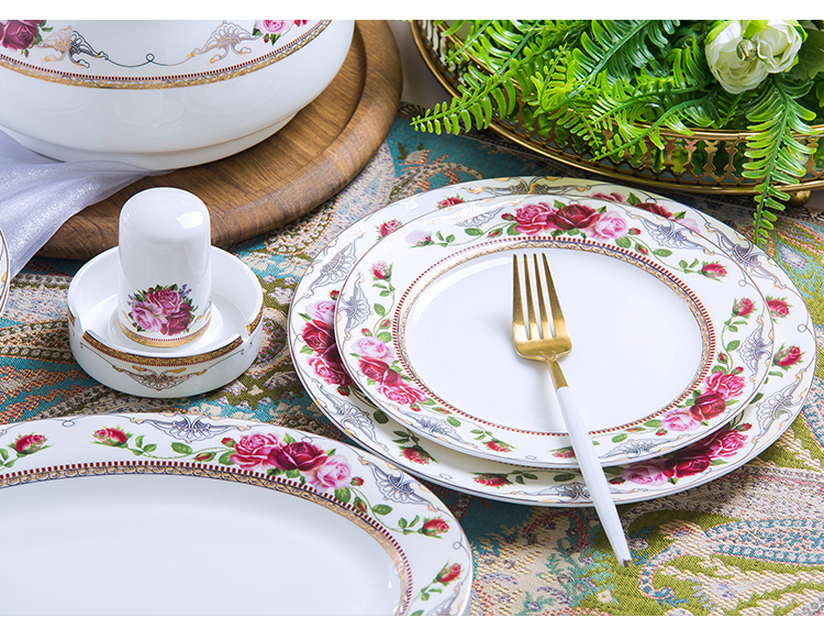 Dishes suit household jingdezhen European - style ipads porcelain tableware ceramics dinner set bowl chopsticks plate combination of Chinese style