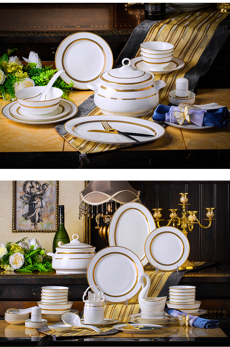 The dishes suit household jingdezhen ceramic tableware suit bowls of ipads plate of Europe type style bowl chopsticks combination of gifts