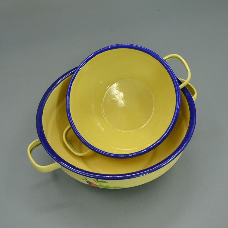 With cover enamel bowls bowl of curry old enamel basin of binaural enamel pot enamel bowls of lard nostalgia children//iron bowl