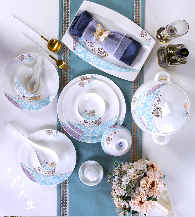 Dishes suit household jingdezhen European - style ipads porcelain tableware ceramics dinner set bowl chopsticks plate combination of Chinese style