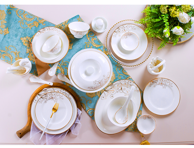 Dishes suit household jingdezhen European - style ipads porcelain tableware ceramics dinner set bowl chopsticks plate combination of Chinese style