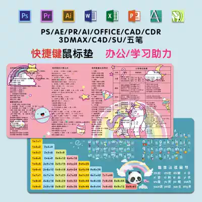 Cartoon shortcut key mouse pad Super pinyin multiplication formula mathematical formula element periodic table female book table pad