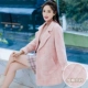 Áo khoác nhung vàng giả dày nữ dài 2019 mới mùa đông thời trang hoang dã len len cộng với cotton - Accentuated eo áo