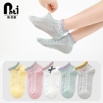 Girls socks spring and summer thin cotton summer girl mesh socks breathable boat Socks