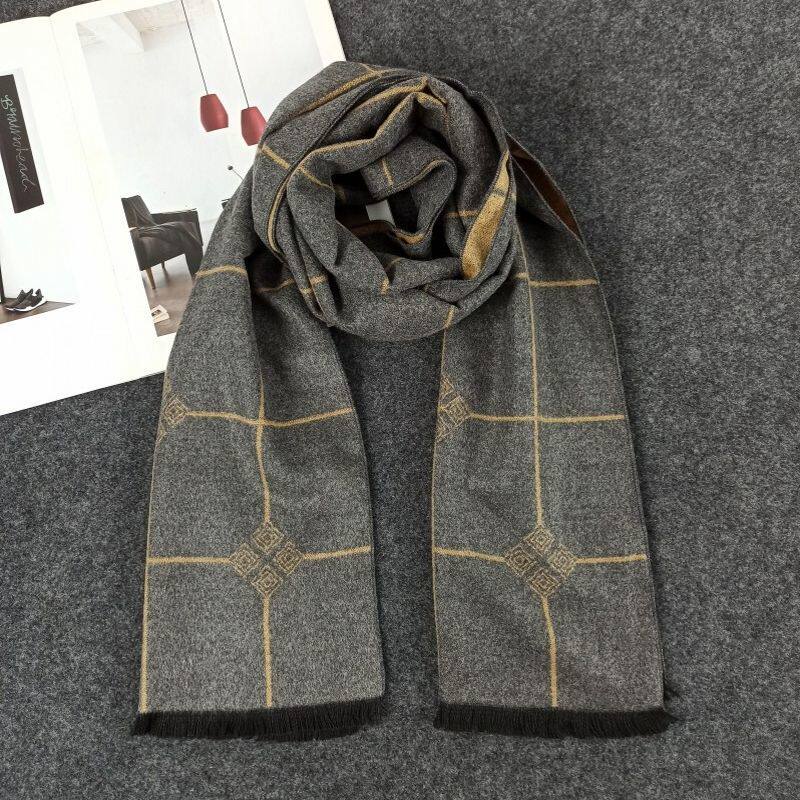 New imitation cashmere men's scarf men's winter Korean version all-match plaid thickened warm scarf trendy young people gift box - Taobao