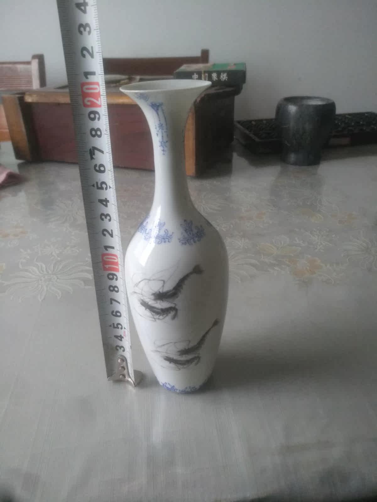 50-60s Jingdezhen Thin tire shrimp bottle vase flower block old vase antique shrimp bottle antique old object