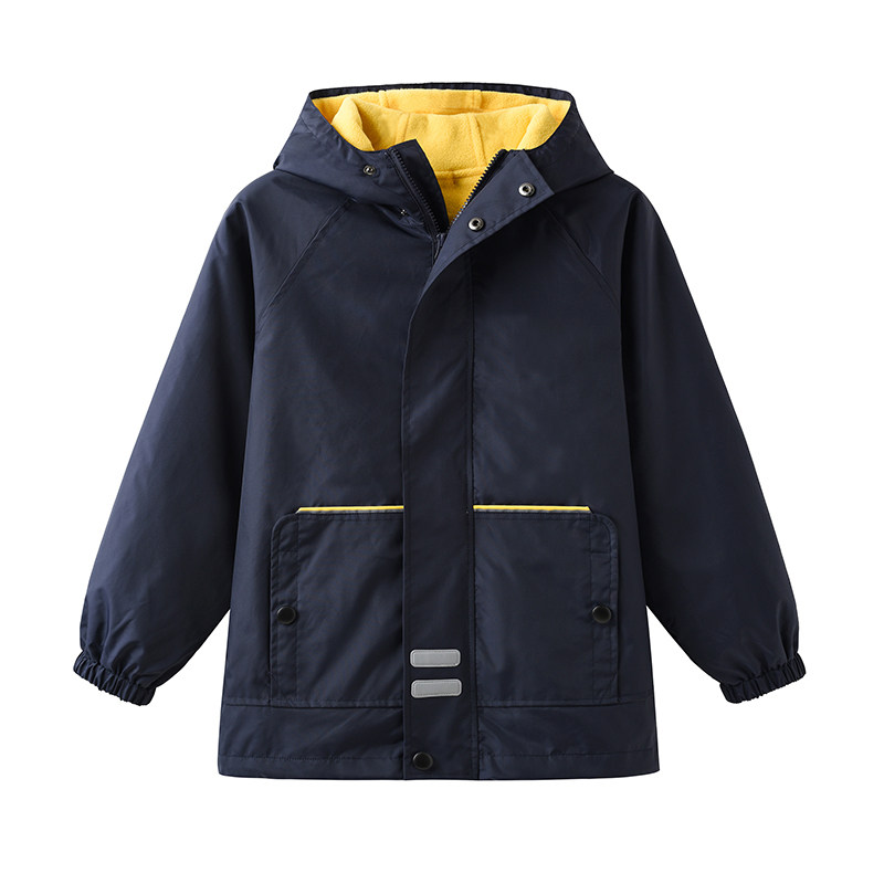 Longhigh school uniform for elementary school students with submachine clothes deep hidden cyan autumn and winter jacket Inn College wind thickened warm winter clothing