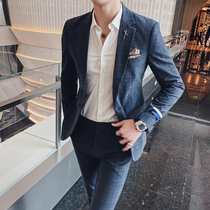 Rich bird thin plaid mens Korean casual small blazer trend slim workplace gentleman suit suit