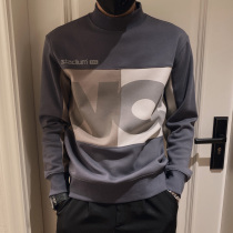 Rich bird autumn and winter half high collar long sleeve T-shirt mens clothes Korean version of the trend handsome slim body base shirt men