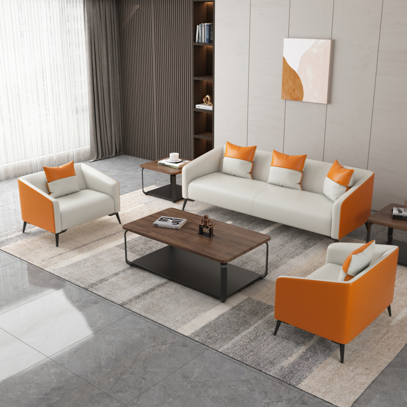 Office Sofa and Coffee Table Set, Simple Modern Business Meeting and Reception Furniture, Apartment Three-Seater