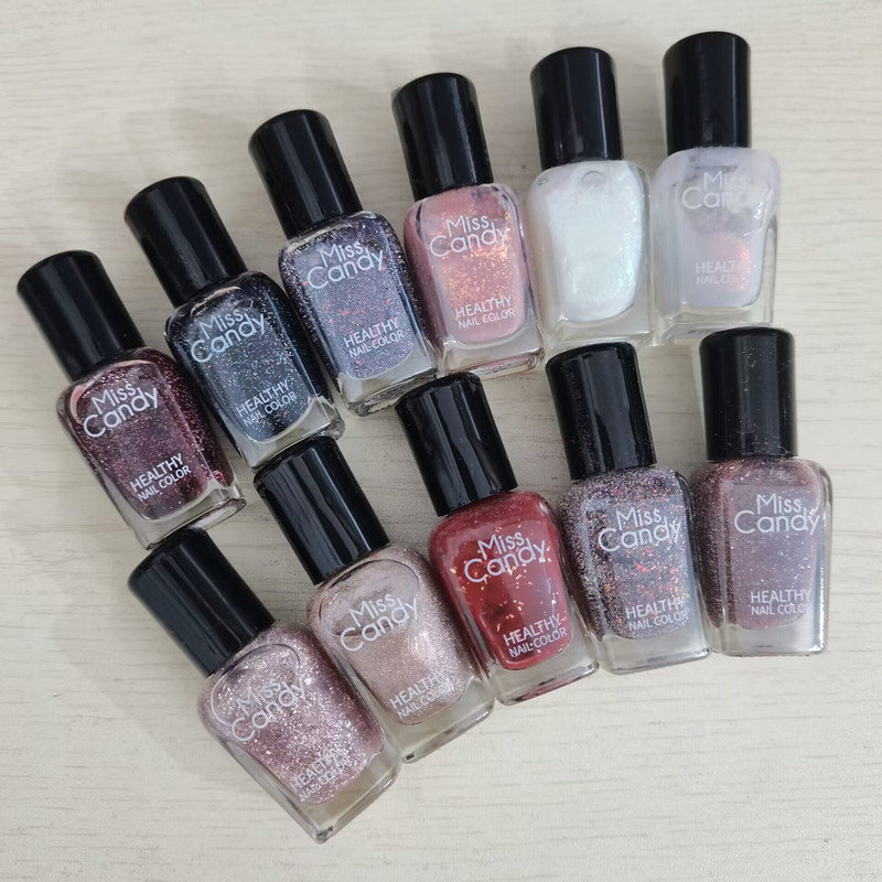 Miss Candy Water-Based Nail Polish Quick-Drying No-Bake Peelable Glitter 7ml Authentic New Model Brightening