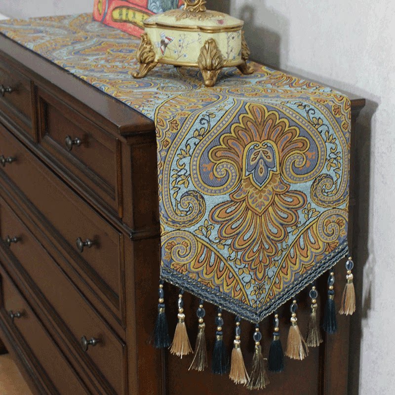 American light luxury style table flag Coffee table TV cabinet Chinese table flag Nordic high-end luxury new Chinese long tablecloth