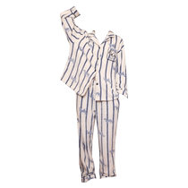 (Same style in the mall) Nutshell Pajamas Couple Winter Puppy Print New Striped Warm Home Clothes Set D