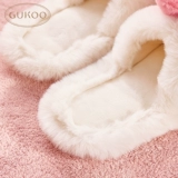 Тапочки, зимняя флисовая нескользящая обувь с бантиком на платформе