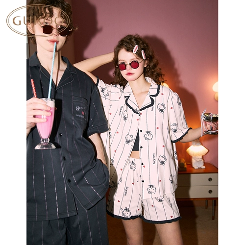 Hello Kitty, летняя пижама для влюбленных, хлопковый комплект