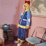 Зимняя коралловая бархатная удерживающая тепло пижама для принцессы, толстовка с капюшоном, увеличенная толщина