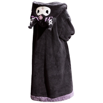 Gukoo Nutshell Nightgown Womens Winter Kuromi Co-branded New Coral Velvet Warm Womens Home Clothes Nightgown D