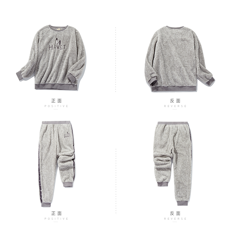 Husk san hô nhung vài bộ đồ ngủ mùa thu và mùa đông dễ thương phim hoạt hình flannel nam và phụ nữ phục vụ nhà mùa đông bộ gió nữ đẹp
