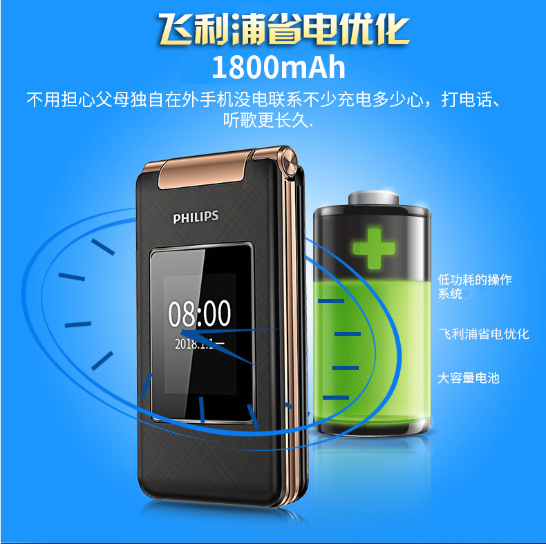 Philips / Philips E212A điện thoại lật cho các mô hình nam già ký tự lớn màn hình lớn kinh doanh Máy màn hình kép dài chờ già già máy vỏ sò điện thoại di động chính hãng già - Điện thoại di động giá điện thoại huawei