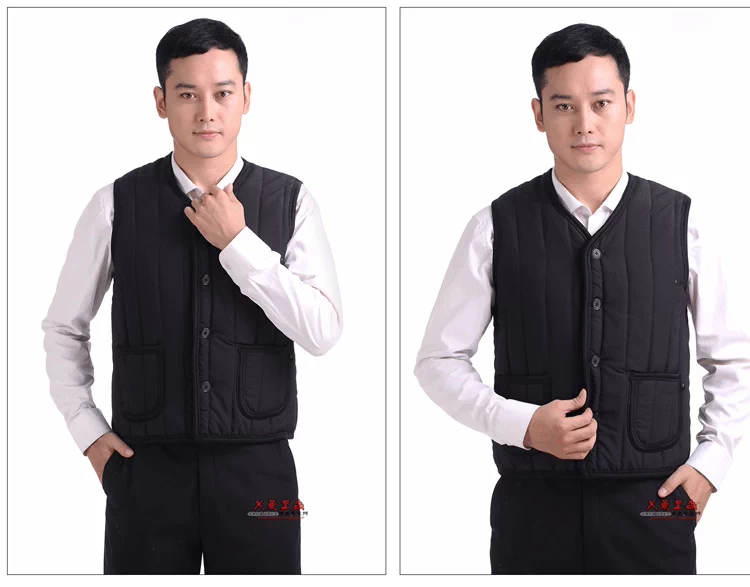 Áo vest nam trung niên mùa thu và mùa đông mới bố cộng với nhung dày cỡ lớn cotton nam vest vest trung niên