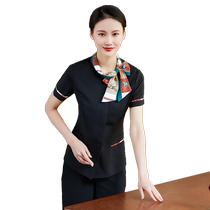 High-end Hotel Front Desk Accompagnateur Clothes Short Sleeves Women Catering Tea Building Hot Pot Hotel Front Hall Summer Dress Uniforms New