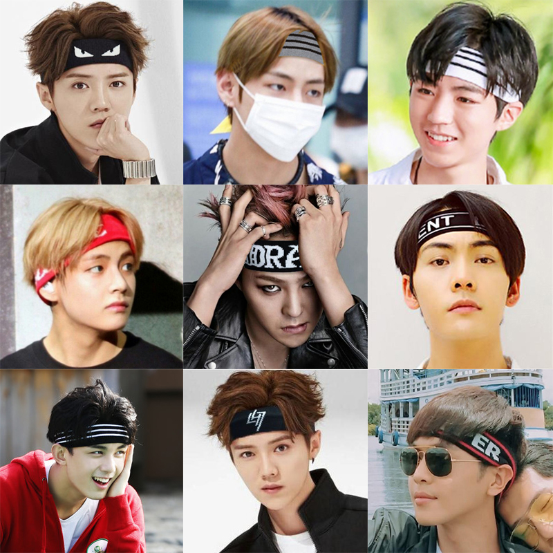 Korean headwear sports headband hair band tide men and women yoga fitness running sweat absorbing headband wash face turban wide hood