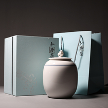 Shadow blue white porcelain large hand-painted tea pot ceramic sealed tea storage tank moisture-proof jar gift box home