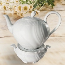 Serra German medieval porcelain lion brand pure white relief 1L teapot with warm tea base