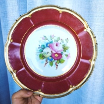 Serras French old Paris antique F B signature pure hand-painted appreciation plate diameter 24cm with metal hook