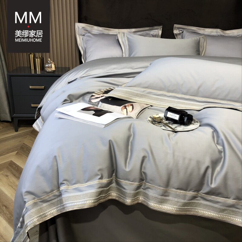 MEIMIU) light luxury 2 million needles high-precision embroidery 140 horse cotton four-piece cotton bedding 120