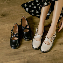 2021 New Spring small leather shoes womens tide black English wind Joker Mary Jane small single shoes thick soled womens shoes