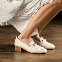 2021 spring new thick heel single shoes female Korean version of wild Net red Fashion Square head womens shoes spring two wear Lefu shoes