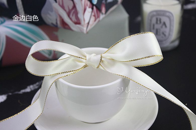 2.2 cm ruy băng quà tặng hộp quà trang trí nơ thủ công DIY phụ kiện tóc ruy băng vàng 4,5 nhân dân tệ / 3 mét - Phụ kiện tóc băng đô cài tóc