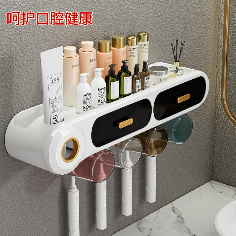 Good helper toothbrush shelf brush cup mouthwash cup toilet free punch wall hanging storage box jar set