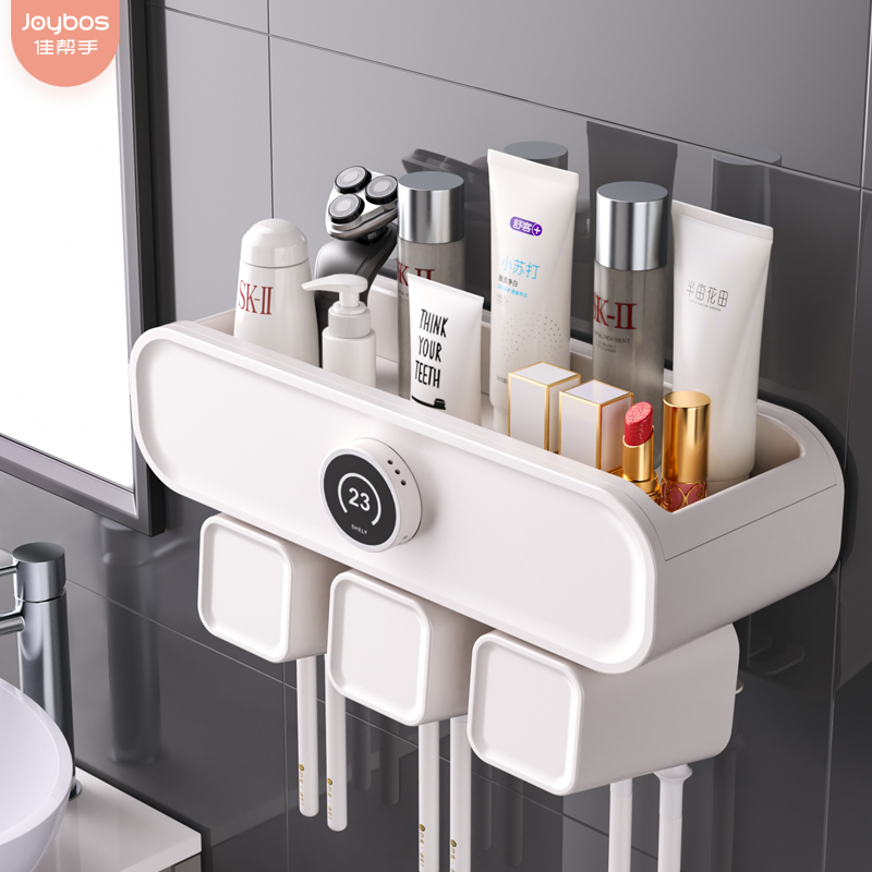 Jia helper toothbrush holder toothbrush cup wall-mounted brush Cup toilet non-hole storage rack household set