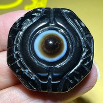 Round diamond celestial eye beads natural agate carved dzi beads celestial eye pendant female ethnic style diy jewelry loose beads