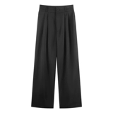 Черный пиджак классического кроя, осенние приталенные штаны для отдыха, свободный прямой крой, высокая талия