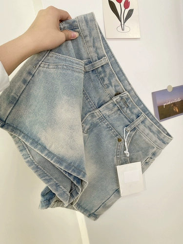 Летняя джинсовая юбка, шорты, в американском стиле, с акцентом на бедрах, А-силуэт